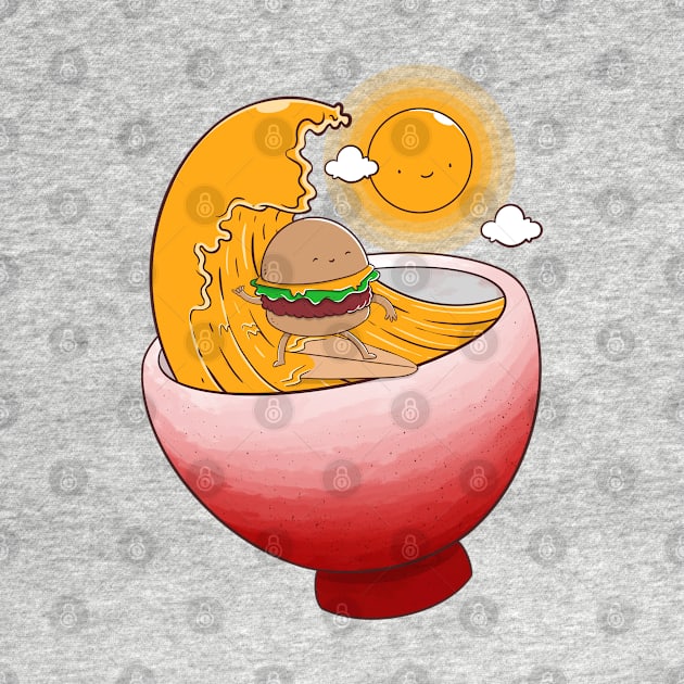 Burger Surfer in Ramen Bowl by Artthree Studio